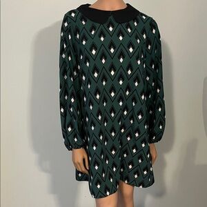 Modcloth Black and Green Long Sleeve Dress